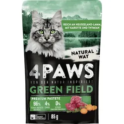 4Paws Green Field Premium Pastete Neuseelandlamm, Karotte& Thymian 85G