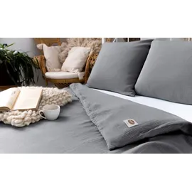 Multitex MUSLIN Unifarben Grau 200 x 220 cm + 2 x 70 x 80 cm