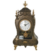 Casa Padrino Barock Tischuhr Bronze / Antik Gold 17 x 9 x H. 32 cm - Barockstil Schreibtischuhr mit Melodie - Barock Schreibtisch Deko - Barock Deko Accessoires - Barockstil Uhren