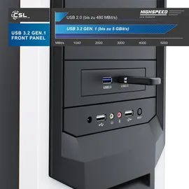 CSL USB 3.0 2-Port Frontpanel für 3,5" Laufwerkschächte - 2x USB 3.0 Buchse Typ A | bis zu 5Gb/s - Schwarz