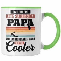 Trendation Tasse Trendation – Kitesurf Papa Kitesurfen Geschenk Tasse Vater Kite Surfender Papa Kitesurfing grün