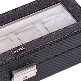 SACHER Uhrenetui für 5 Uhren carvon/schwarz (Leder)