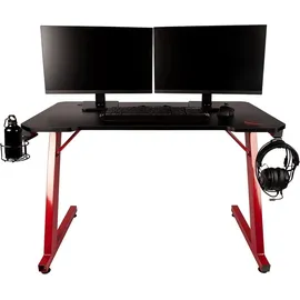 KONIX Gamingtisch SKADI Stahl Gaming-Tisch, Groß, Schwarz/Rot - Schwarz