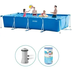 Pool - Intex - Rectangular Frame - Pool mit Filterpumpe - 450x220x84 cm EINHEITSGRÖSSE