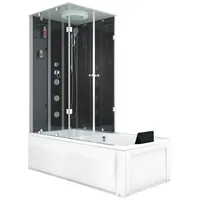 AcquaVapore Grossraumdusche Whirlpool Dusche Kombination K05-R30-WP-EC Duschtempel 90x180 cm, Sicherheitsglas ESG, inklusive Duschwanne, Integrierte Massagedüsen, Rutschsicher, Schnelle Reinigung, Nackenstüt schwarz