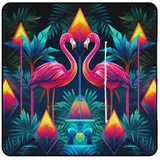 Xiputvl 3D-Eindruck Flamingo Picknickdecke Tiere Strandmatte Picknickdecken Wasserdicht, Faltbar Strandliege Für Park, GKunsten, Strand, Wasserdicht 150x150cm