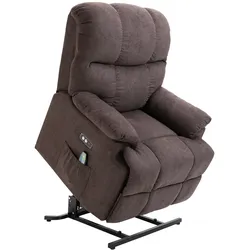 HOMCOM Sessel mit Aufstehhilfe Polyester, Mehrschichtenplatte, Stahl, Schaumstoff