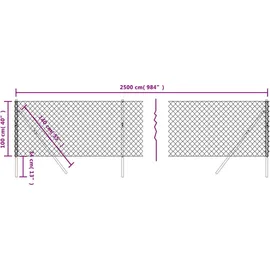 vidaXL Maschendrahtzaun Grün 1x25 m - vidaXL