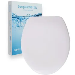 sanicomfort WC-Sitz, Duroplast, mit Absenkautomatik, Toilettensitz passend für alle handelsüblichen WC-Becken (weiß)
