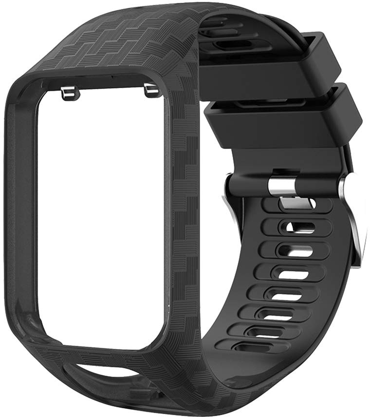 Smartwatch-Band mit Rahmen Silikon Verstellbare Uhr Armband Schutzhülle Ersatzhülle für 2/3 Fitness Tracker Uhr (Schwarz)