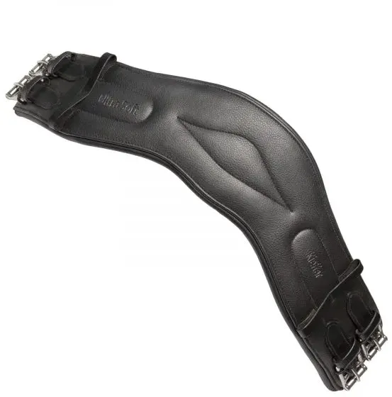 Kieffer Leder-Sattelgurt ultrasoft schwarz Kurzgurt anatomisch geformt Rollschnalle Elastomerband, Sattelgurt Länge: 65cm