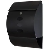 Grafner Grafner® Edelstahl Briefkasten Schwarz mit Zeitungsrolle und 3 Sichtfenstern Postkasten