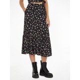 Tommy Jeans TJW FLORAL RUFFLE MIDI SKIRT EXT Mit Tommy Jeans Markenlabel schwarz S (36)