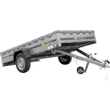 PKW Anhänger 264x150 UNITRAILER GARDEN 265 KIPP mit Flachplanenträger und grauer Plane