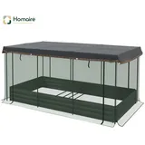 Homaire Hochbeet Aus Stahl Mit Vogelschutznetz, Dunkelgraues Gartenbeet Für Balkon & Terrasse, Idealer Sonnenschutz