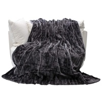Brandsseller Felldecke 150 x 200 cm Hochwertige Kuscheldecke Sofa Decke Wohndecke Tagesdecke Flauschiges Kunstfell Grau