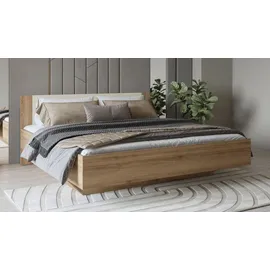 Home Affaire Bettgestell HOME AFFAIRE "Bitry, Breite 160 bzw. 180 cm, moderner Bettrahmen", beige (wildeiche, wildeiche, beige, wildeiche, beige), B:184cm H:86cm L:205cm, Betten, Bettgestell, Doppelbett in zwei Grössen