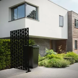 ML-Design Metall-Sichtschutz Milano 90x180 cm aus Stahl, Raumteiler mit 3 Paneele, Trennwand erweiterbar mit Ständer, Paravent Deko Sichtschutzwand wetterfest für Garten Balkon Terrasse