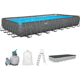 BESTWAY APX365TM Winterfestes Frame Pool Komplett Set 956 x 488 x 132 cm inkl. Sandfilteranlage und Poolleiter