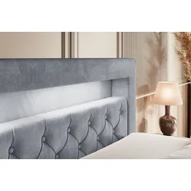altdecor Boxspringbett NOEL GOLD KING - 160x200 - H3/H4 - Grau