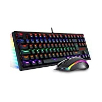 Redragon S113 Mechanische Gaming Tastatur Maus Set Regenbogen Beleuchtet mit Braunen Schaltern und RGB-Maus 4200 DPI für PC - DE QWERTZ