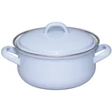 RIESS Riess, 0611-127, Kasserolle mit Deckel 16cm, 1L, Emaille, CLASSIC Edition NATURE BLUE LIGHT, 0,868kg, 1 Liter, 23 x 17,7 x 8cm