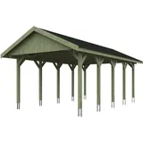 SKANHOLZ Skan Holz Wallgau - Satteldach Einzelcarport Breite 430 cm Gr. 2 - 430 x 750 cm Dachschalung mit Dachschindeln (schwarz) farblich unbehandelt Holzcarport