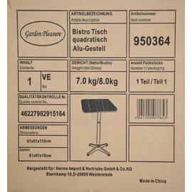 Harms DS Klapptisch Edelstahl-Platte 0 x 0 x 0 cm Silber/Grau