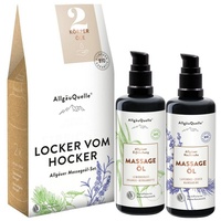 Allgäuquelle BIO Massageöl-Set mit 100% Bio ätherische Öle Lemongrass, Orange und Lavendel, Zeder Pumplösung 200 ml