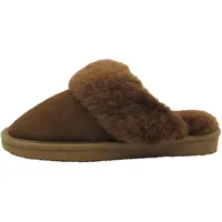 Lammfell Pantoffel slipper Damen Lammfell Hausschuhe Australisches Lammfell beige grau cognac braun mit comfort Sohle - sehr warm (38, dunkel braun, numeric_38) - 38 EU