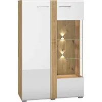 99rooms Adele Vitrine Weiß Eiche mit LED-Beleuchtung Rechts