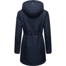Ragwear Damen, Wintermantel Warmer Parka lang wasserdicht mit Abnehmbarer Kapuze Dakkota Navy Gr. M - M