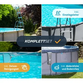 Summer Waves Elite Frame Pool Ø 488 x 122 cm inkl. Filterpumpe, Reinigungsset, Abdeckplane, Poolleiter