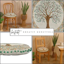 Marrakesch Orient & Mediterran Interior Rundes Stuhlkissen Guansha Ø40 x 6 cm Braun