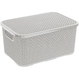 BranQ Home essential Branq Rattan Aufbewahrungsbox mit Deckel 10 Liter grau