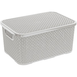 branq home essential Branq Rattan Aufbewahrungsbox mit Deckel 10 Liter grau