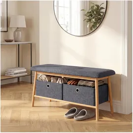 [en.casa] Vad 90 x 30 x 45 cm 2 Aufbewahrungsboxen grau