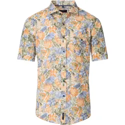 Kurzarmhemd CASAMODA "CASAMODA Freizeithemd Kurzarm Print", Herren, Gr. 5XL, Normalgrößen, orange, 100% Baumwolle, bedruckt, lässig geschnitten, Hemden