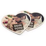 PhotoFancy® – Bierdeckel mit Foto personalisiert - Personalisierbare Bierdeckel Bedrucken (Herzform) (Pappe, 200er Set)