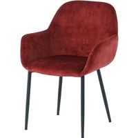 SIT Möbel 2er-Set Samt-Armlehnstuhl | ausgestellte Armlehnen | Bezug Samt rot | Beine Metall schwarz | B 48 x T 57 x H 84 cm | 02405-25 | Serie STUHL