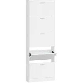 vidaXL Schuhschrank Hochglanz-Weiß 59x17x169 cm Holzwerkstoff
