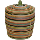 Krines Home Aufbewahrungskorb Mehrfarbiger Flechtkorb Aufbewahrungskorb aus Rattan mit Deckel bunt Ø 53 cm x 68 cm