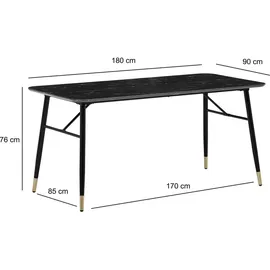 FineBuy Esszimmertisch FineBuy Marmor Optik Schwarz Esstisch Küchentisch Tisch Esszimmer