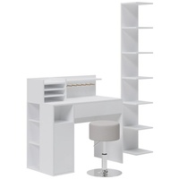 Vicco Schreibtisch, Weiß, 3 Teile, mit Bücherregal und Hocker