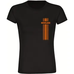 multifanshop Damen T-Shirt - Niederlande - Streifen - Druck orange - Frauen