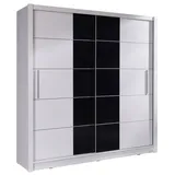 Schiebetürenschrank Bari Kleiderschrank 2050x62x215cm weiß schwarz