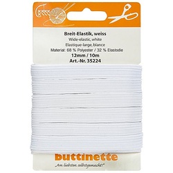 buttinette Gummiband "Standard-Elastik", weiß, Breite: 12 mm, Länge: 10 m
