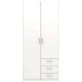 VCM Spell Kleiderschrank B 2 Türen und 3 Schubladen. Weiss.