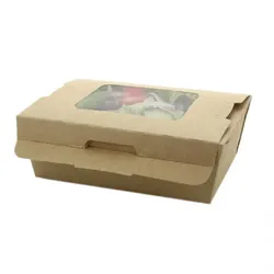 PuntoQPack 50 Stk. Schüssel aus Kraftkarton mit doppeltem Fenster (700 ml) Ref PW210BOXS751