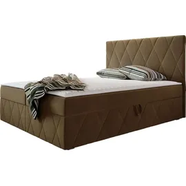 Mirjan24 Boxspringbett Simoti, Doppelbett mit zwei Bettkästen für die Bettwäsche, Hauptmatratze, Topper und Kopfteil (Magic Velvet 2299, Größe... - Braun